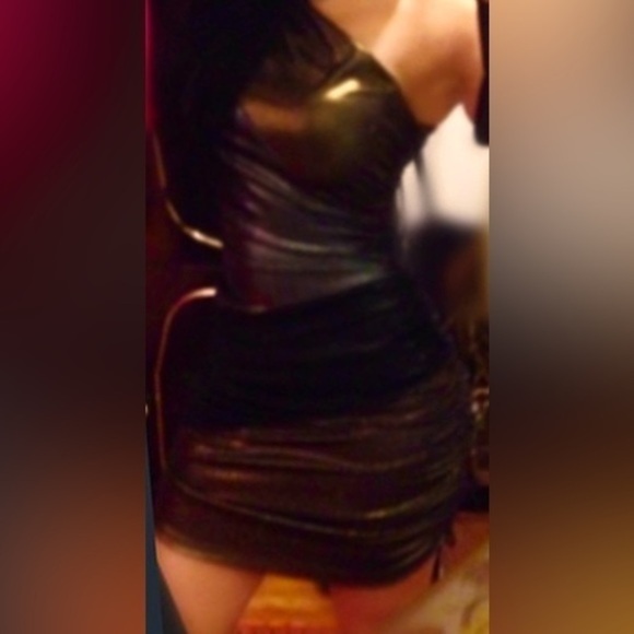 Bebe Dresses Like new | Bebe Addiction  One Shoulder Dress | Color: Black/Gold M - Picture 6 of 6